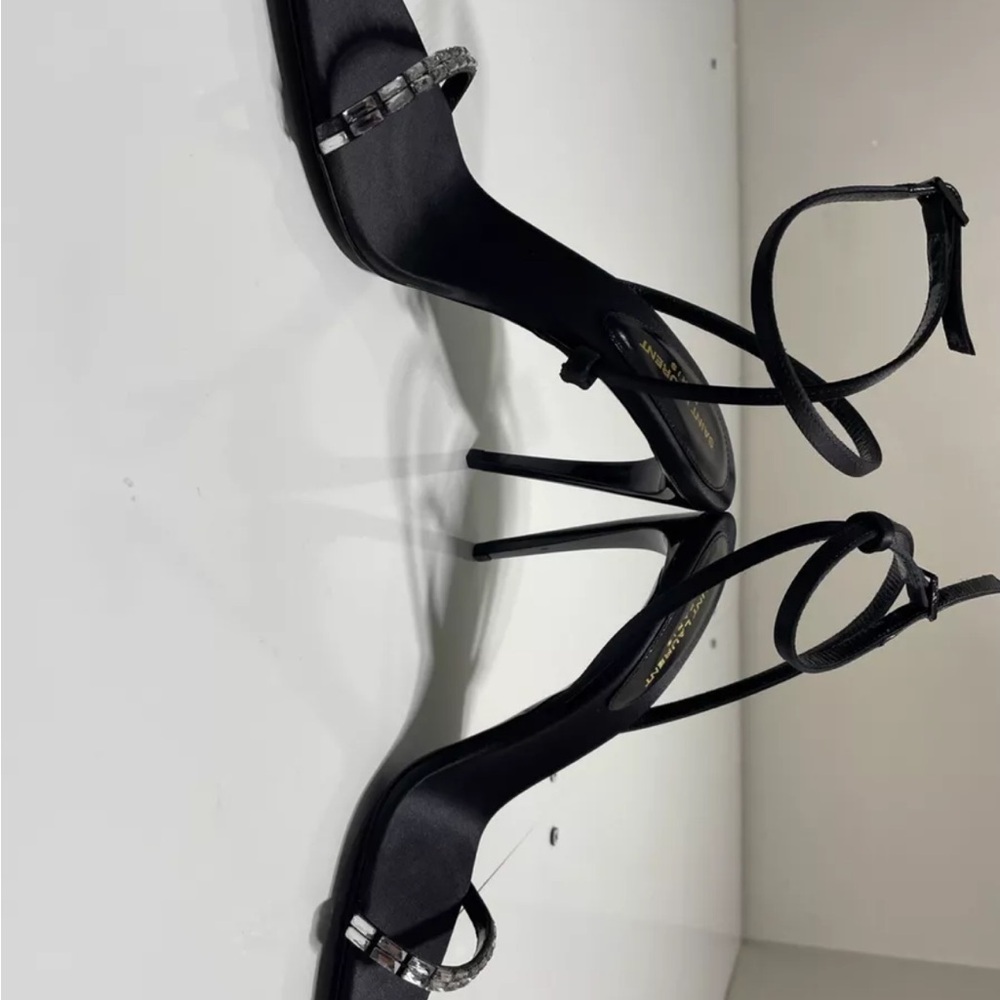 Saint Laurent Gloria Crystal Strap Sandal in Black Size 35.5 - Picture 3 of 12